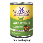 Wellness Complete Health Lamb & Beef Stew w/ Brown Rice & Apples In Savory Gravy Canned Dog Food - Front