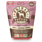 Primal Raw Frozen Canine Patties Turkey & Sardine Formula Dog Food
