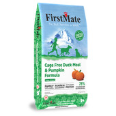 FirstMate Limited Ingredient Cage Free Duck Meal & Pumpkin Formula Dry Dog Food - Front, 25lb Bag