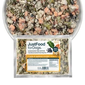 JustFoodforDogs Tofu & Quinoa Vegan Recipe Frozen Cooked Dog Food - Front/ Food