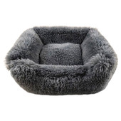 Sammy & Sadie Steel Gray Cozy Cuddler Fur Pet Bed - Front