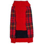 SportPet Holiday Red Chucky Plaid Sherpa Lined Dog Sweater - Back