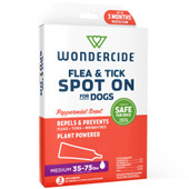 Wondercide Peppermint Scent Flea & Tick Spot On for Dogs w/ Natural Essential Oils, 3-Pack- Front, Medium