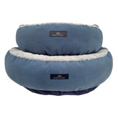 Fog City Pet Blue Donut Cuddler Dog Bed - Front, Small + Medium