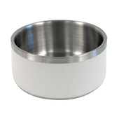 Fog City Pet White Taper Double Wall Stainless Steel Dog Bowl w/ Rubber Bottom - Front