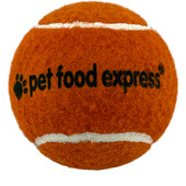 Pet Food Express Tennis Ball Dog Toy - Front, Orange