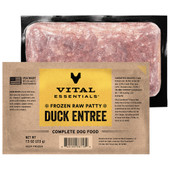 Vital Essentials Duck Entree Patties Frozen Raw Dog Food - Front/ Side Patty