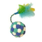 Fog City Pet Pom Pom Ball w/ Rope Feather Tail Batting Cat Toy - Front