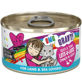 Weruva BFF OMG Gravy! Duck & Tuna Lots-O-Luck! Dinner in Gravy Canned Cat Food - Front, 2.8 oz