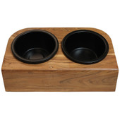Fog City Pet Inclined Acacia Wooden Double Diner Dog Bowl - Front