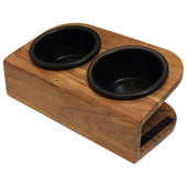 Fog City Pet Inclined Acacia Wooden Double Diner Dog Bowl - Front/ Side