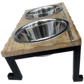 Indipets Wooden Double Diner Elevated Dog Bowl - Side