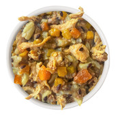 Weruva Awesome Belly Easy Digestion Chicken Breast, White Rice & Pumpkin Recipe w/ Papaya, Turmeric & Ginger Canned Dog Food - Front/ Food
