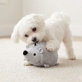 Fetch Your Own Adventure Gray Hedgehog Soft Plush Dog Toy - Front/ Lifestyle