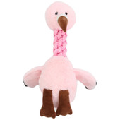 Patchwork Pet Tug & Toss Flamingo Rope Plush Dog Toy - Front
