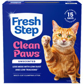 Fresh Step Clean Paws Unscented w/ Low Dust & Low Tracking Multi-Cat Clumping Cat Litter - Front