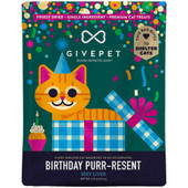 GivePet Birthday Purr-resent Beef Liver Freeze Dried Premium Cat Treats - Front