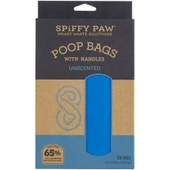 Spiffy Paw Unscented Recycled Poop Bags w/ Tie Handle for Waste Disposal - Front