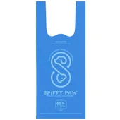 Spiffy Paw Unscented Recycled Poop Bags w/ Tie Handle for Waste Disposal - Front/ Bag