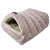 Pure Comfort Taupe Pink Sleeping Bag Pet Bed - Side