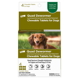Quad Dewormer Chewable Tablets for Dogs - Front, Small