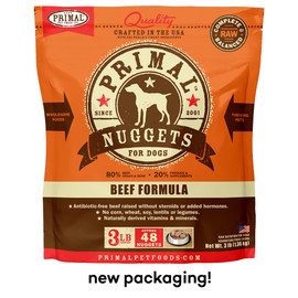 Primal Raw Frozen Canine Nuggets Beef Formula Dog Food - Front