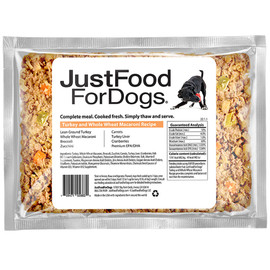 JustFoodForDogs Turkey & Whole Wheat Macaroni Recipe Frozen Cooked Dog Food - Front