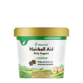 NaturVet Hairball Aid Daily Support + Pumpkin Soft Chews for Cats - Front