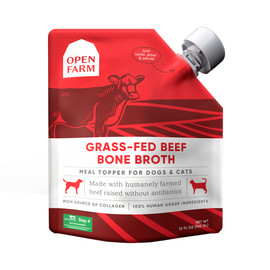 Open Farm Grass-Fed Beef Bone Broth Meal Topper for Dogs & Cats - Front, 12 fl oz