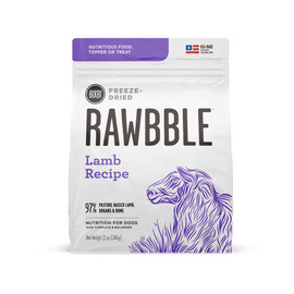 Rawbble Lamb Recipe Freeze-Dried Dog Food - Front, 12oz