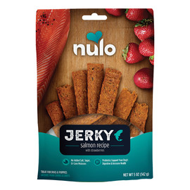 Nulo Jerky Salmon Recipe w/ Strawberries Dog Treats - Front