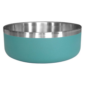 Dineasty Double Wall Stainless Steel w/ Matte Teal Outer Dog Bowl - Front