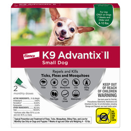 K9 Advantix II Small Dog (4-10 lbs) Flea & Tick Treatment - Front, 2 Pack