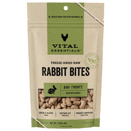 Vital Essentials Rabbit Bites Freeze-Dried Raw Dog Treats - Front