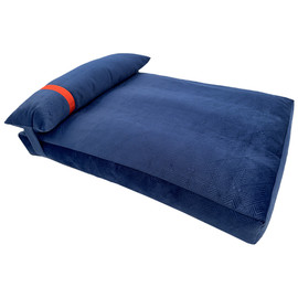Fog City Pet Navy Blue Pinsonic Jersey Lounger Dog Bed w/ Pillow - Front