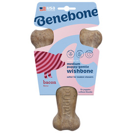 Benebone Puppy Wishbone Bacon Flavor Dog Chew Toy - Front