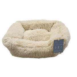 Sammy & Sadie Cream Cozy Cuddler Fur Pet Bed - Front