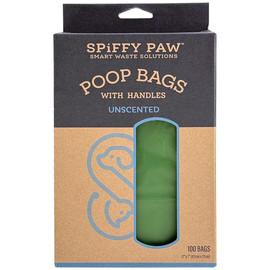 Spiffy Paw Unscented Poop Bags w/ Tie Handle for Waste Disposal - Front