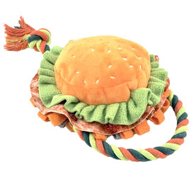 Fog City Pet Hamburger Snuffle & Tug Plush Interactive Dog Toy - Front