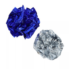 Turbo Blue & Silver Krinkle Balls Batting Cat Toys, 2-Pack - Front