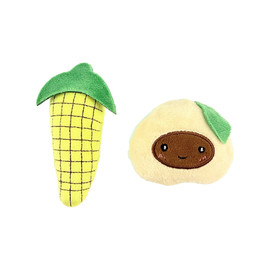 Fog City Pet Corn & Avocado Duo Plush Catnip Cat Toys, 2-Pack - Front