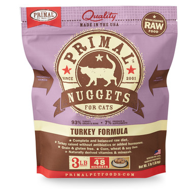 Primal Raw Frozen Feline Nuggets Turkey 