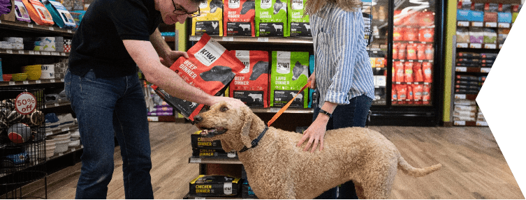 dog and person in PFE store.