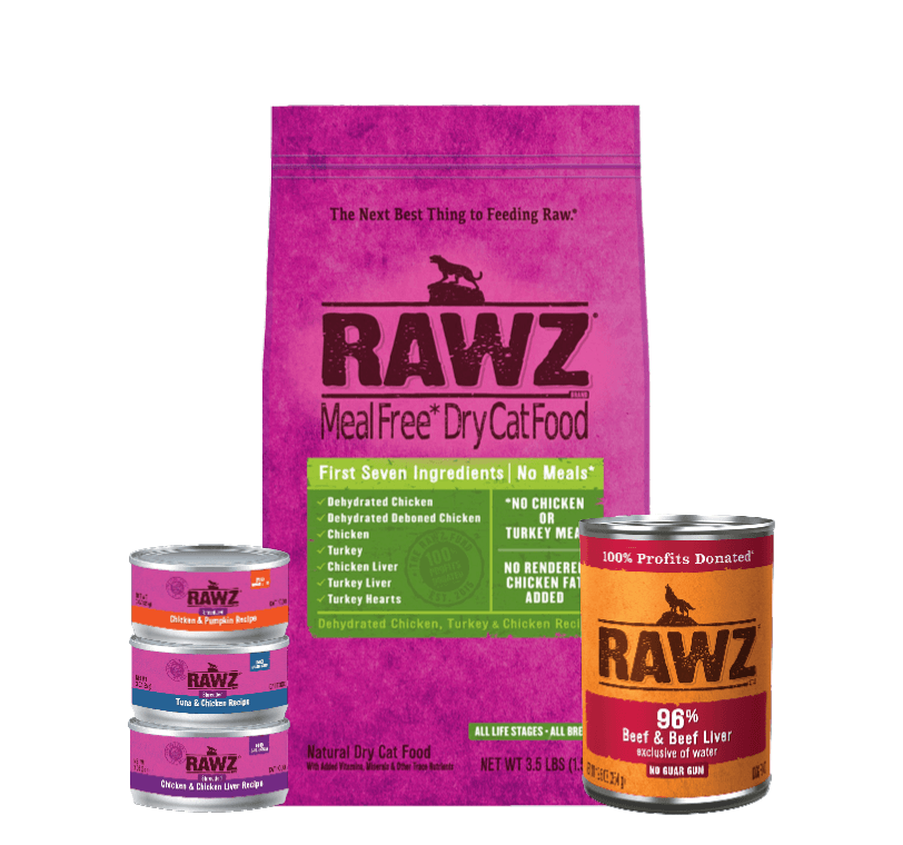 Various RAWZ pet food products