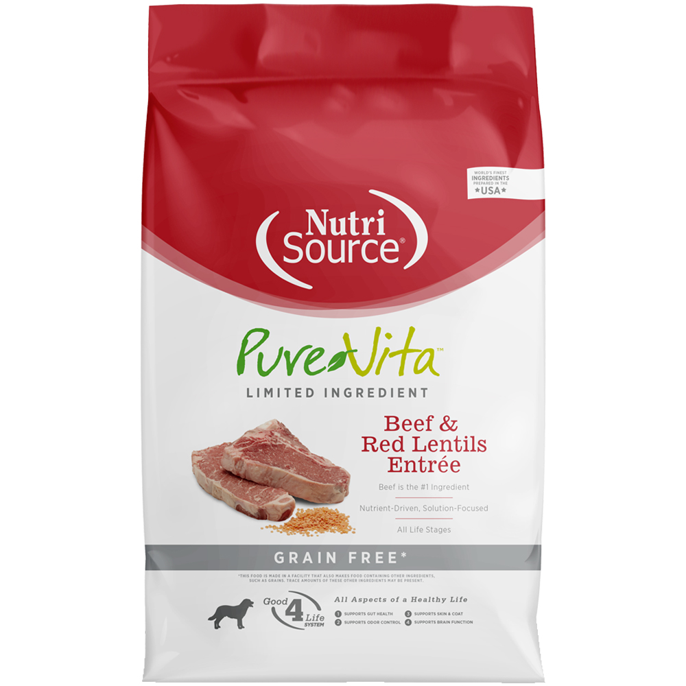 PureVita Limited Ingredient Beef & Red Lentils Entrée Grain Free Dry Dog Food - Front