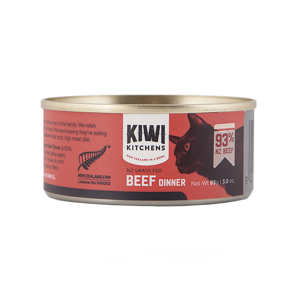 Kiwi Kitchens NZ Grass Fed Beef Dinner Canned Cat Food - Front, 3 oz