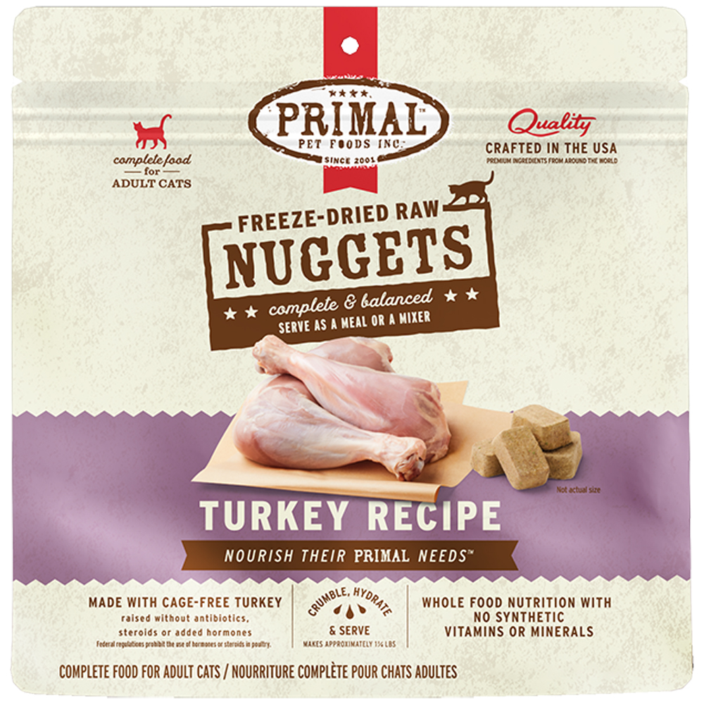 Primal Freeze-Dried Raw Nuggets Turkey Recipe Adult Cat Food - Front