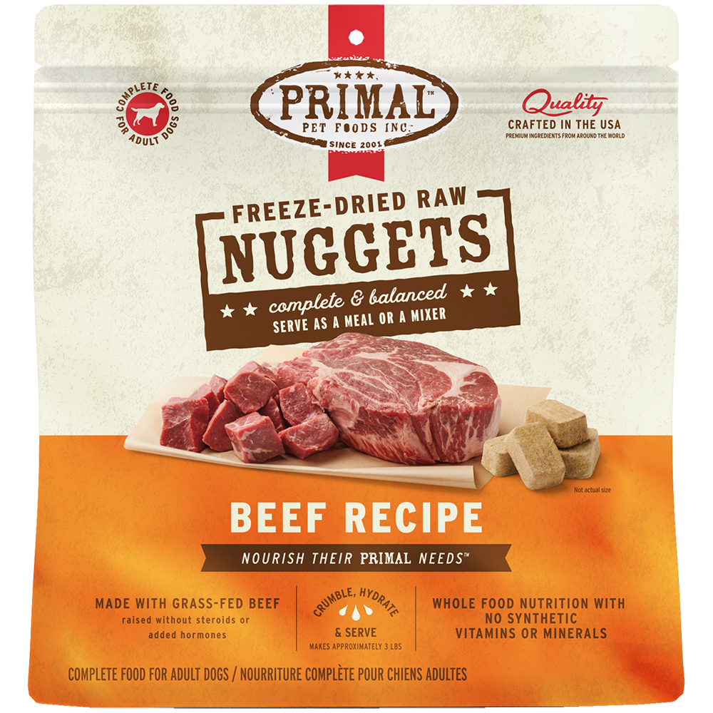 Primal Freeze-Dried Raw Nuggets Beef Recipe Adult Dog Food - Front