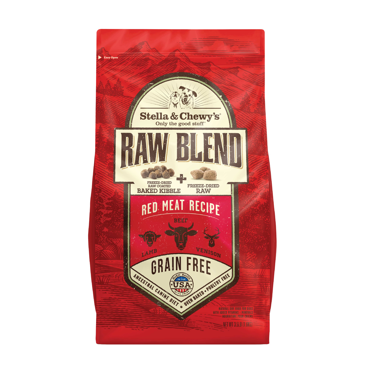 Stella & Chewy's Raw Blend Red Meat Recipe, Raw Coated Baked Kibble + Freeze-Dried Meal Mixers Dry Dog Food