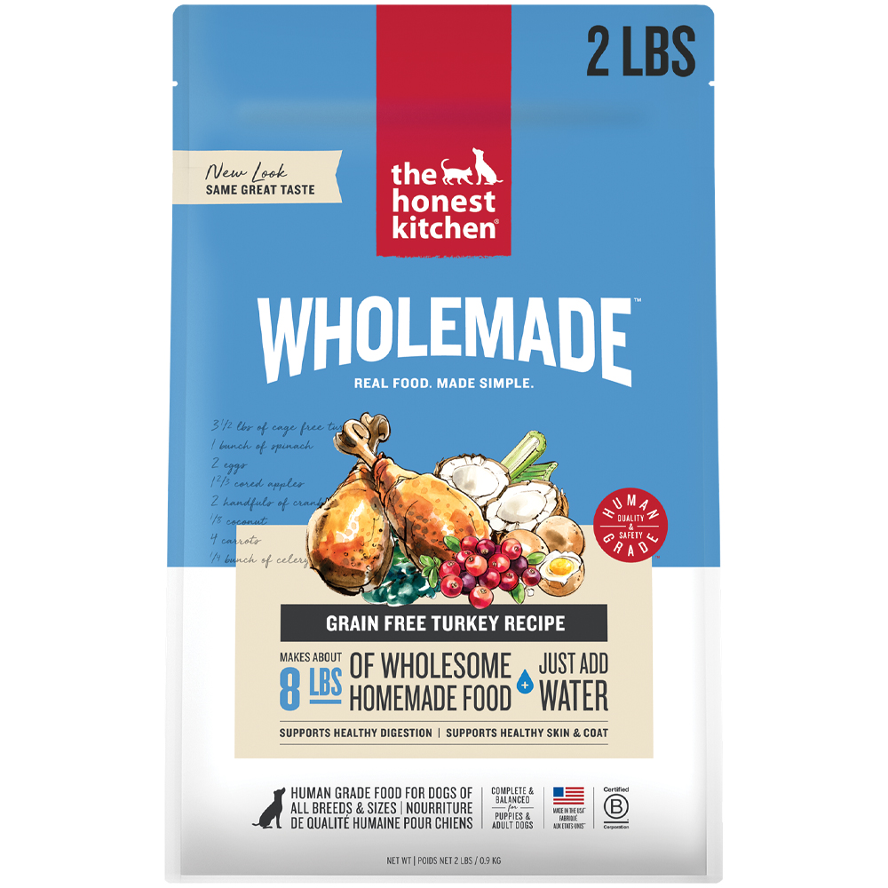 The Honest Kitchen Wholemade Grain Free Turkey Recipe Dehydrated Dog Food - Front, 2 lb